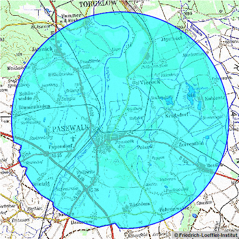 In een straal van 10 kilometer rondom het met AVP getroffen bedrijf in Friedberg bij Pasewalk zijn 56 varkensbedrijven gevestigd.